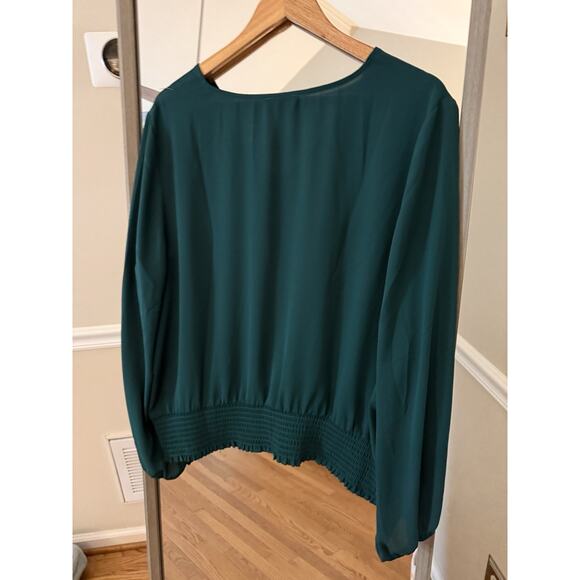 1.State Women's Cypress Green V-Neck Long Sleeve Blouse XXL - Picture 4 of 6
